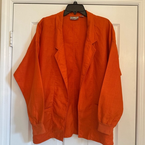 Liz Claiborne 100% Linen Blazer Women’s Sz S Orange Retro Sport Vintage - Picture 1 of 9